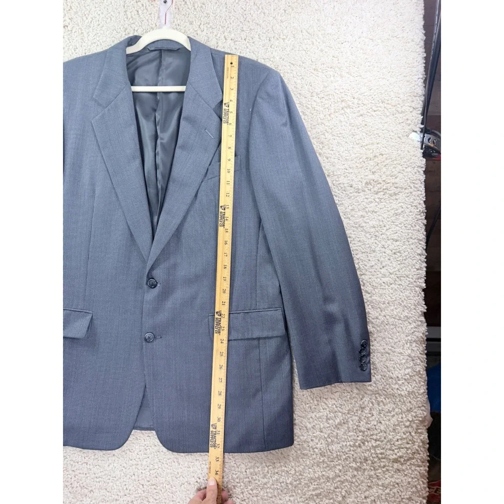 Hickey Freeman Suit Mens 42 L Gray Fair Vintage Pleated Cuffed Micro Pattern